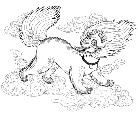 Snow Lion Zentangle Coloring Page